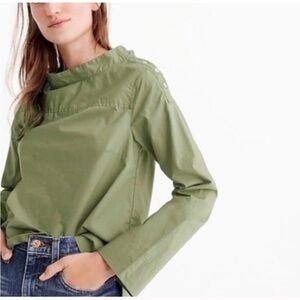 J.Crew Funnel Neck Shirt in olive green size 00